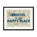 Bristol is my Happy Place Art Print | Vintage Map Print of Bristol - Framed Wall Art