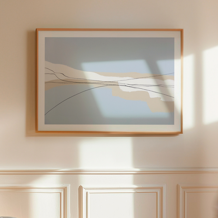 Coastal Horizon 2 | Abstract Blue & Natural Seascape Wall Art - Framed