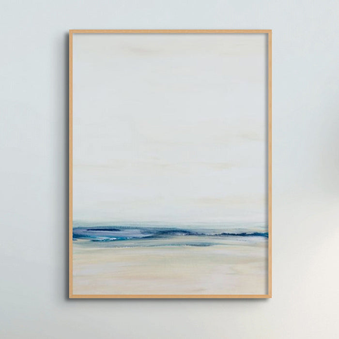 Blue Coastal Painting | Abstract Beach Painting - Framed Wall Art