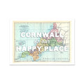 Cornwall is our Happy Place Art Print | Cornwall Map Print | Vintage Map Prints with white text - Unframed Wall Art
