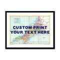 Custom map print of Cornwall | Personalised Map Art Print in Navy Font - Framed Wall Art