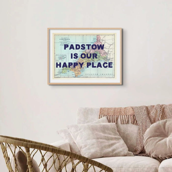 Custom map print of Cornwall | Personalised Map Art Print in Navy Font - Framed Wall Art