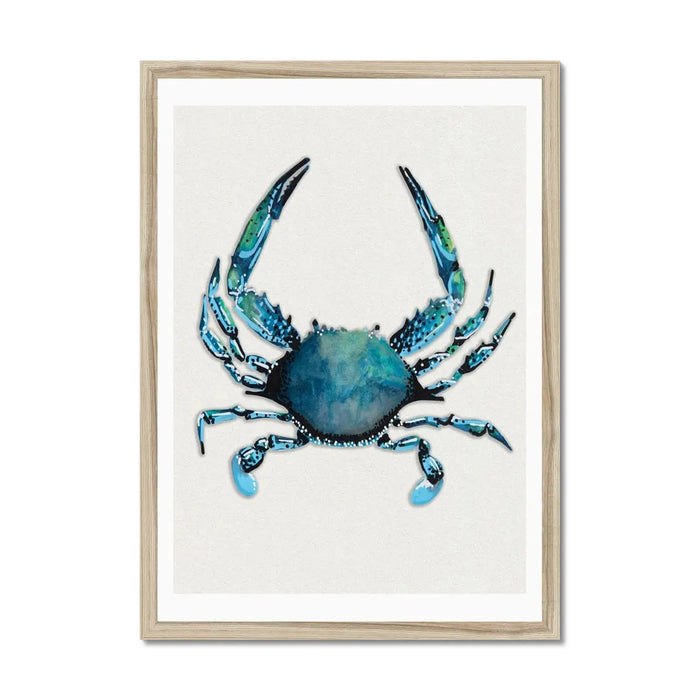 Crab Painting Print | Watercolour Shellfish Art - Framed Wall Art