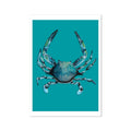 Crab Print | Colourful Kitchen Wall Art | Crab Painting on Green Background - Unframed