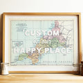 Framed custom map print - personalised map print - custom map framed