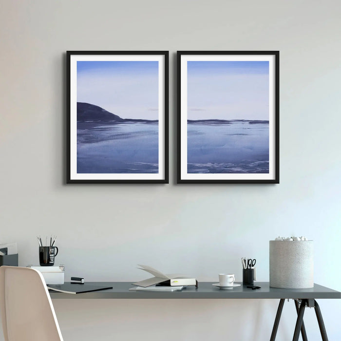 a beach painting across the bay towards Padstow North Cornwall at sunrise - framed coastal art print