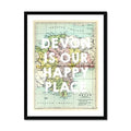 Devon is our Happy Place (Devon Map) Vintage Map Art - Framed - Beach House Art
