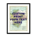 Custom map print Devon | Personalised Map Print | Map Prints with custom navy wording - Framed wall art