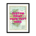 Custom map print of Devon | Personalised Map Print | Map prints with pink text - Framed wall art