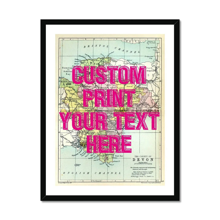 Map print of Devon | Personalised Map Print | Map Prints with custom wording - Framed wall art