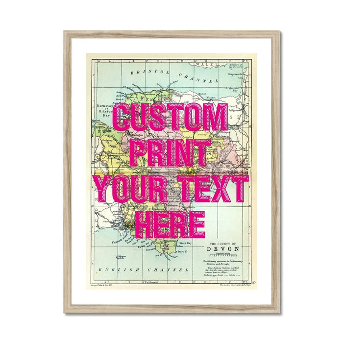 Map print of Devon | Personalised Map Print | Map Prints with custom wording - Framed wall art