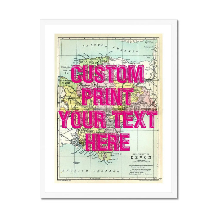 Map print of Devon | Personalised Map Print | Map Prints with custom wording - Framed wall art