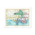 Dorset is our Happy Place (Dorset Map) Vintage Map Art - Unframed - Beach House Art