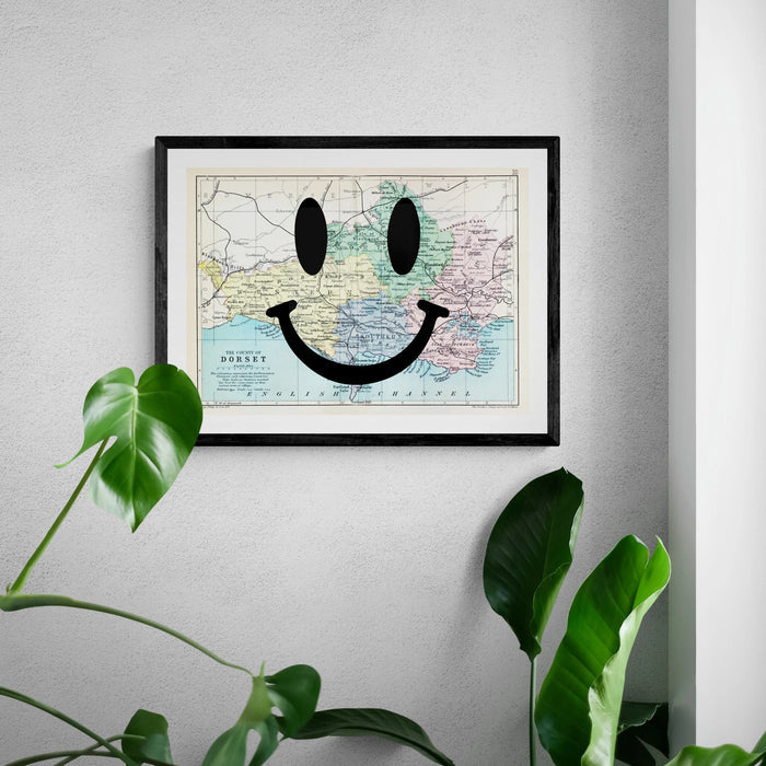 Dorset Makes Me Happy (Dorset Map) Vintage Map Art - Unframed - Beach House Art