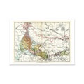 A framed map print of Dumbarton and Loch Lomond, with surrounding areas, predominantly in shades of beige and brown.
