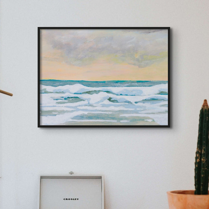 Dusk Sea Painting | Beach Painting - Unframed Wall Art