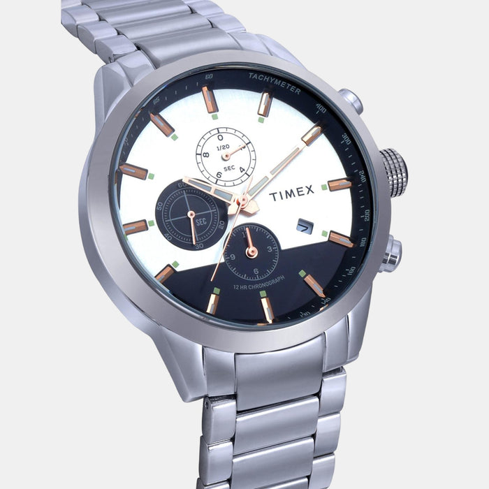 Timex Men Round Silver watch