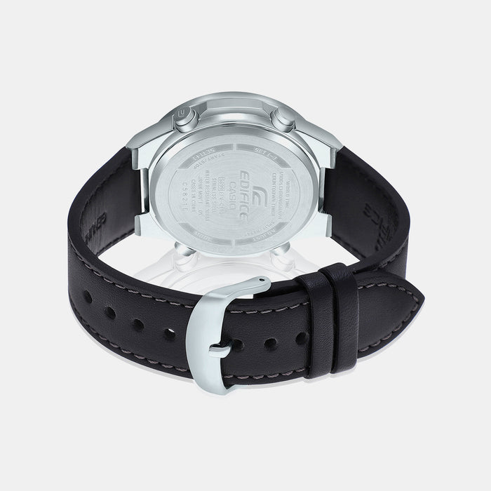 Edifice Men Quartz Black Dial Analog-Digital Leather Watch ED553