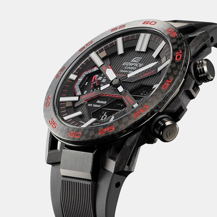 Edifice Men Quartz Black Dial Analog-Digital Resin Watch ED563