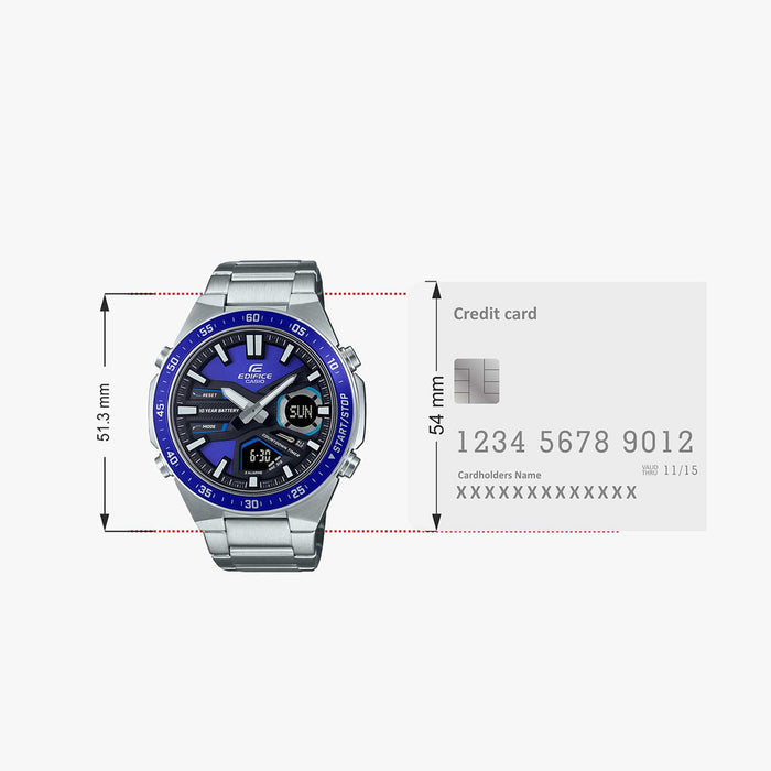 Edifice Men Quartz Blue Dial Analog-Digital Stainless Steel Watch ED552