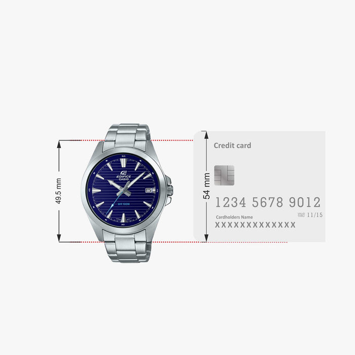Edifice Men Quartz Blue Dial Analog Stainless Steel Watch ED536