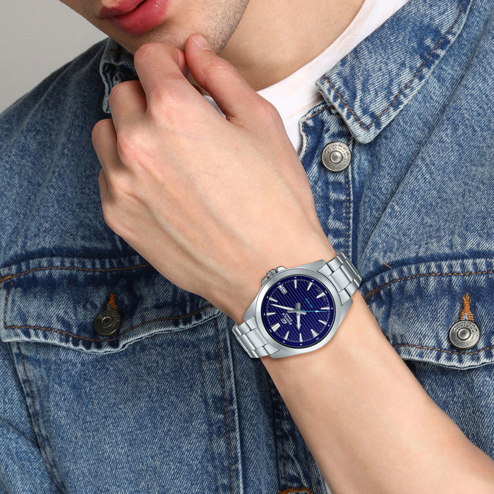 Edifice Men Quartz Blue Dial Analog Stainless Steel Watch ED536