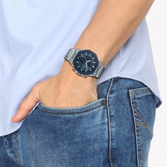 Edifice Men Quartz Blue Dial Chronograph Stainless Steel Watch EX528