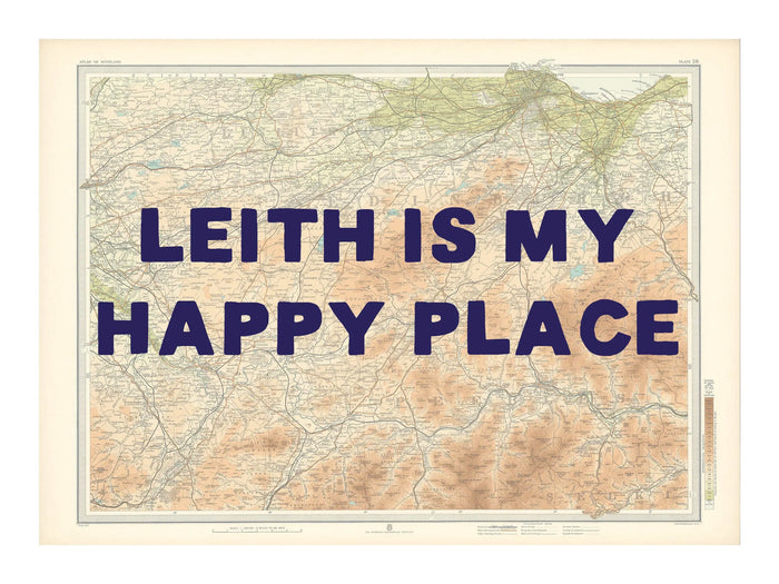 Edinburgh Personalised Map Print | Map Print of Edinburgh | Navy Hand Drawn Font - Unframed Wall Art