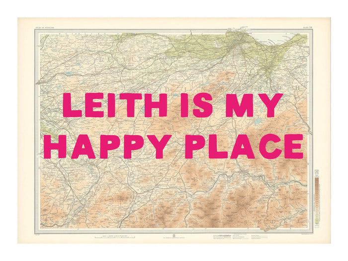Edinburgh Personalised Map Print | Map Print of Edinburgh | Pink Hand Drawn Font - Unframed Wall Art
