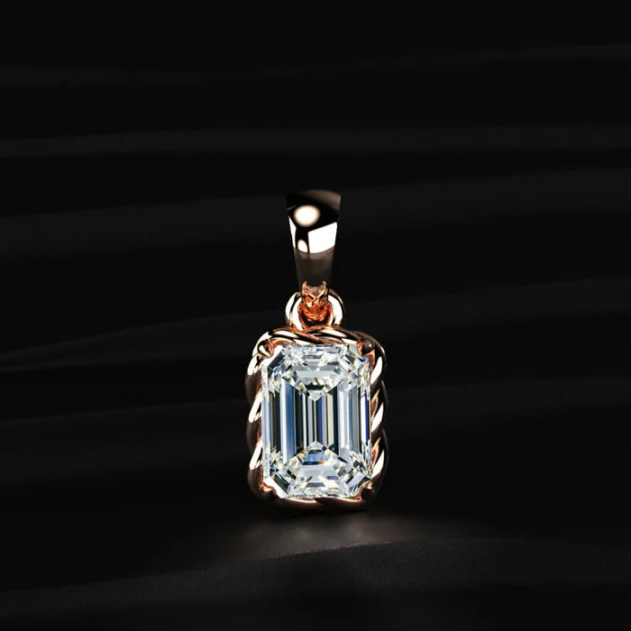 Emerald Cut Diamond Solitaire Pendant | Earthly Jewels