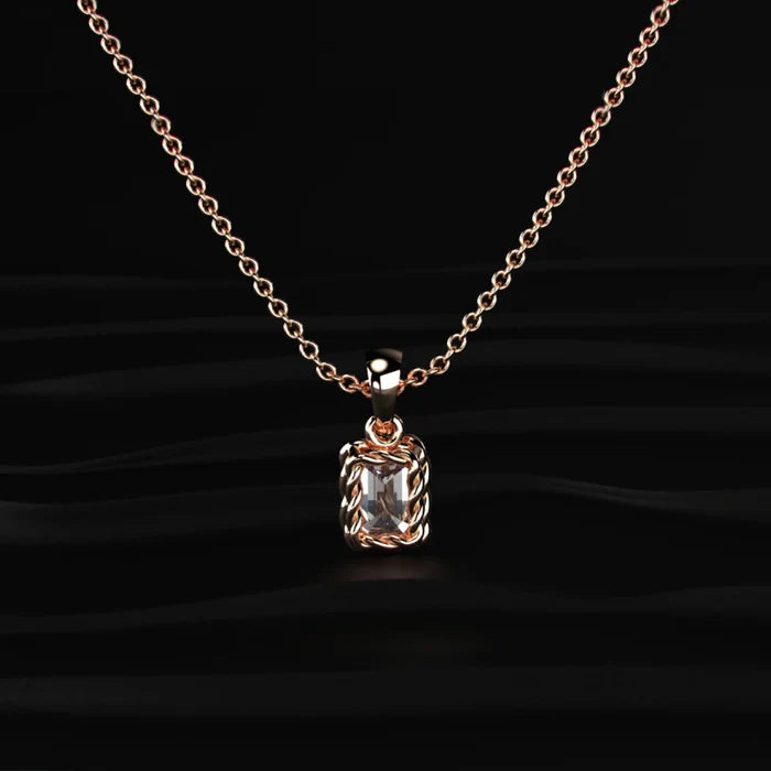 Emerald Cut Diamond Solitaire Pendant | Earthly Jewels | Back Image