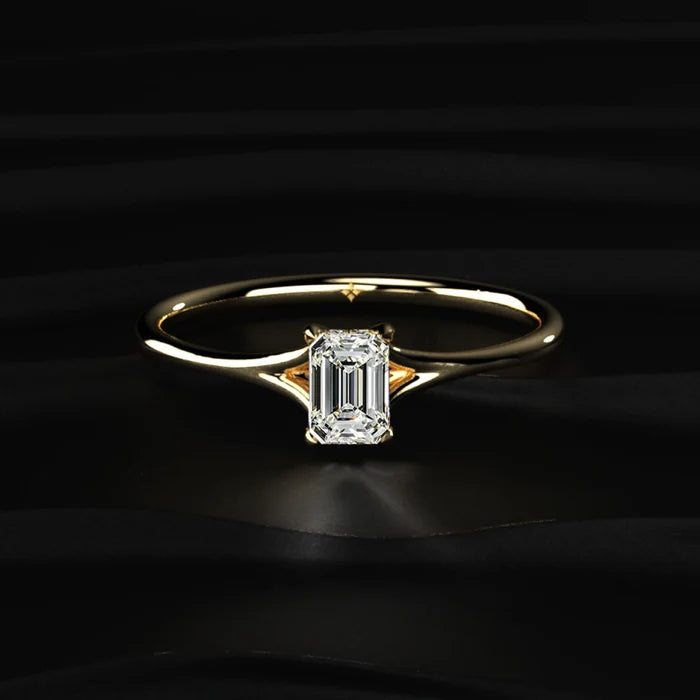 Emerald Cut Split Shank Ring | Earthly Jewels