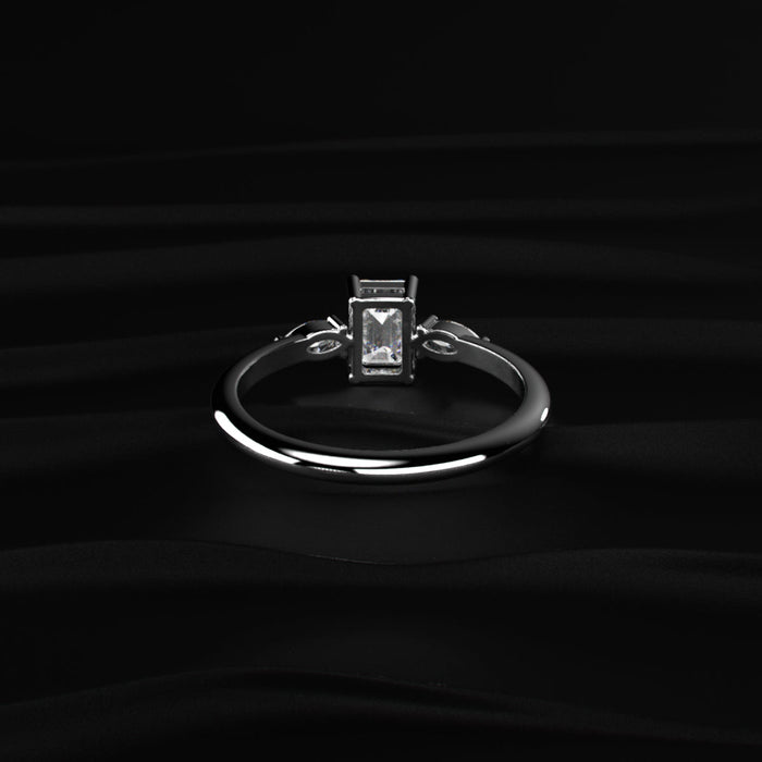 Emerald Cut with Marquise Side Diamonds Ring | Earthly Jewels