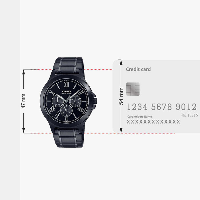 Enticer Men Quartz Black Dial Multi-Function Stainless Steel Watch A1969