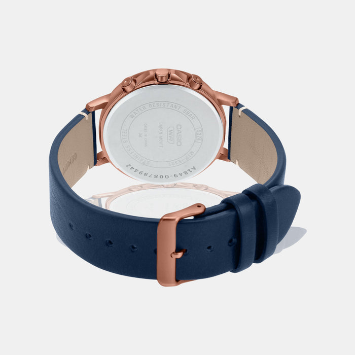 Enticer Men Quartz Blue Dial Chronograph Leather Watch A1849