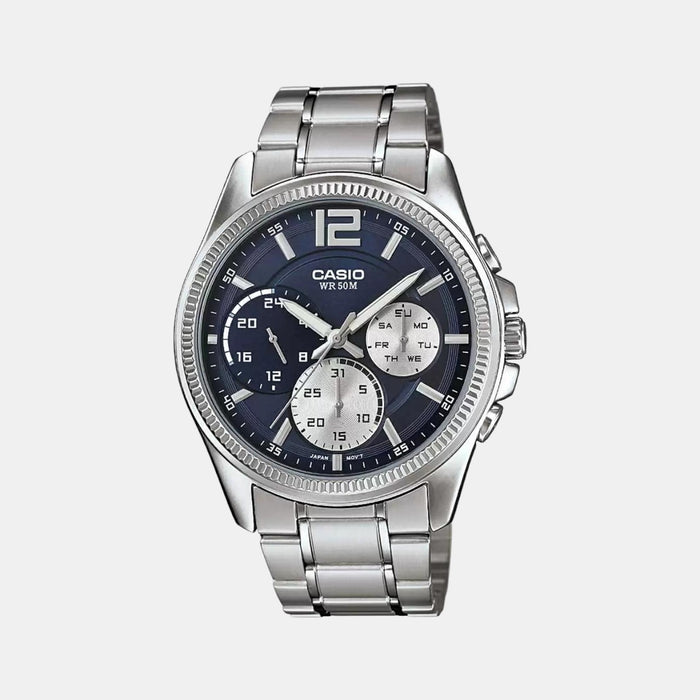 Casio Round Blue Chronograph watch