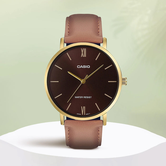 Enticer Men Quartz Brown Dial Analog Leather Watch A1783