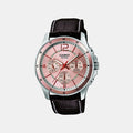 Enticer Men Quartz Rose Gold Dial Chronograph Leather Watch A956
