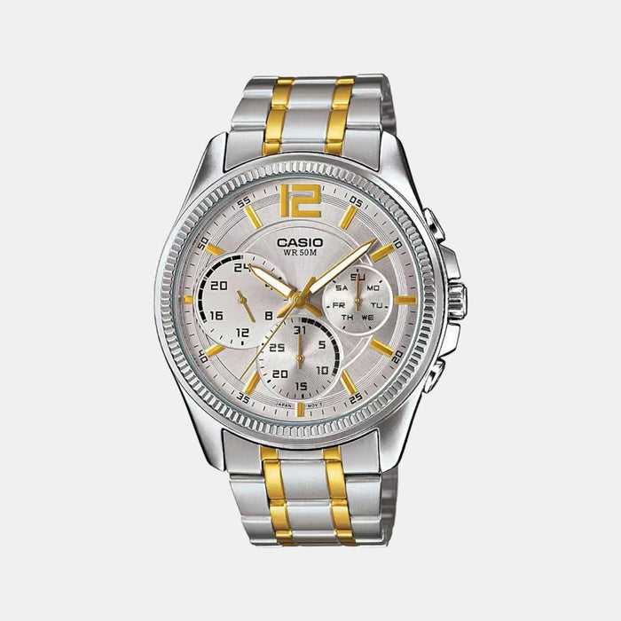 Casio Round Silver Chronograph watch