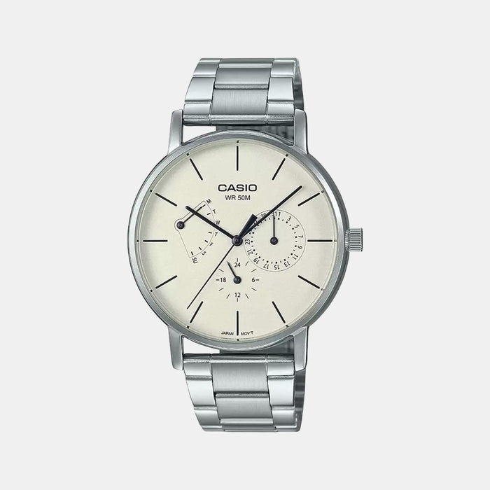 Casio Round Silver Chronograph watch