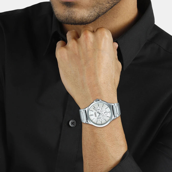 Enticer Men Quartz White Dial Chronograph Stainless Steel Watch A1892