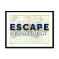 Escape to Brighton (Sussex Map) Vintage Map Art - Framed - Beach House Art