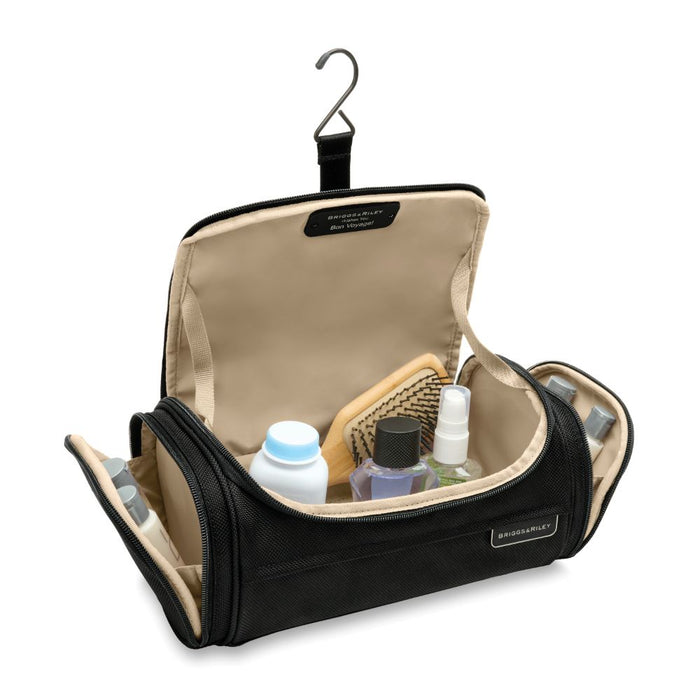 Briggs & Riley Executive Essentials Kit - Baseline 2 black washbag with multiple compartments and sleek design.
