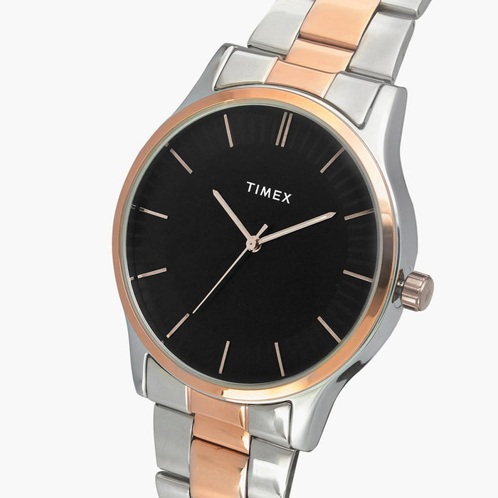 Fashion Men Quartz Black Dial Analog Stainless Steel Watch TW0TG8305