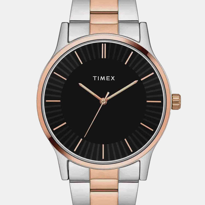Fashion Men Quartz Black Dial Analog Stainless Steel Watch TW0TG8305