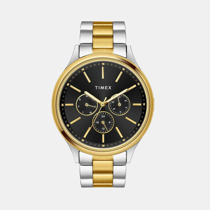 Fashion Men Quartz Black Dial Multi-Function Stainless Steel Watch TWEG18425