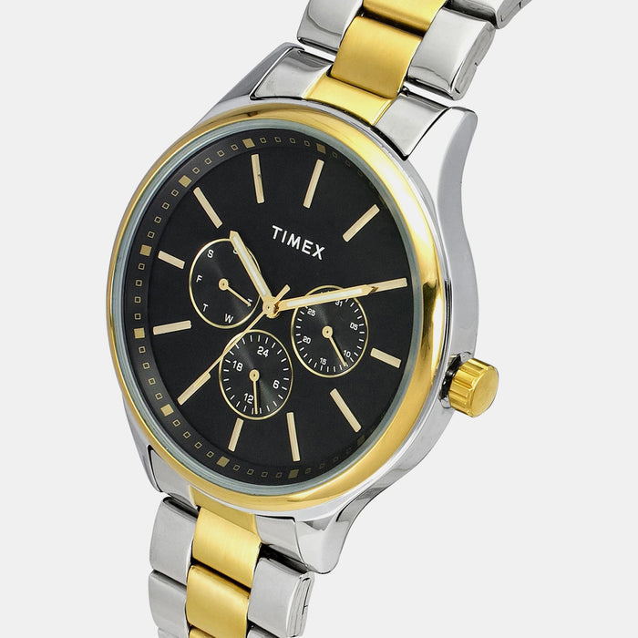 Fashion Men Quartz Black Dial Multi-Function Stainless Steel Watch TWEG18425