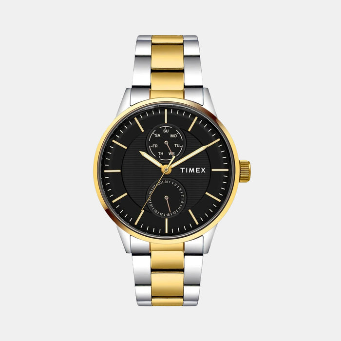 Fashion Men Quartz Black Dial Multi-Function Stainless Steel Watch TWEG19907