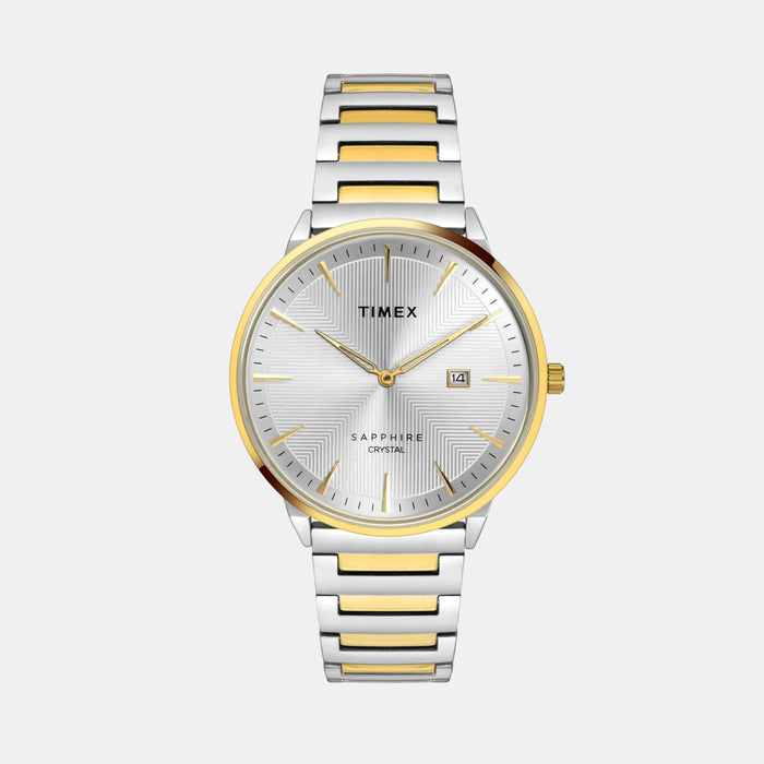 Fashion Men Quartz Silver Dial Analog Stainless Steel Watch TWEG21904