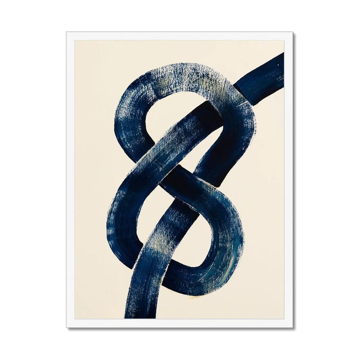 Framed abstract art print of a nautical knot in blue - coastal wall decor